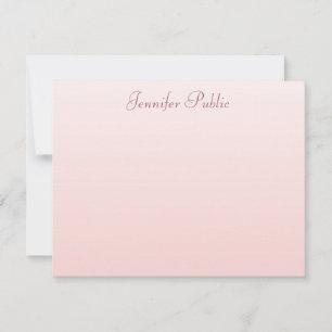 Rosa Elegant Handskript Namn Text Enkel Anteckningskort