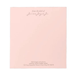 Rosa Elegant handskriven Snyggt från skrivbordet Anteckningsblock