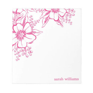 Rosa Elegant Letterpress Stil Blommigtar Anteckningsblock