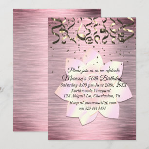 Rosa Elegant Lotus Flower Birthday Inbjudningar