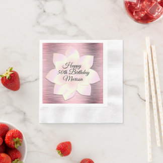 Rosa Elegant Lotus Flower Birthday Pappersservett