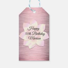 Rosa Elegant Lotus Flower Birthday Presentetikett