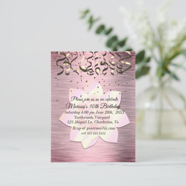 Rosa  Elegant Lotus Flower Birthday Vykort (Stående Fram)
