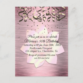 Rosa Elegant Lotus Flower Birthday Vykort