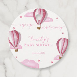 Rosa Elegant Luftballong Girl Baby Shower Gåvor Etiketter