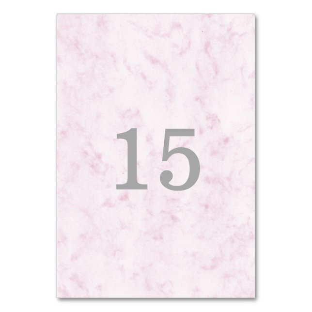  Rosa Elegant Marble Bröllop Bordsnummer (Framsidan)