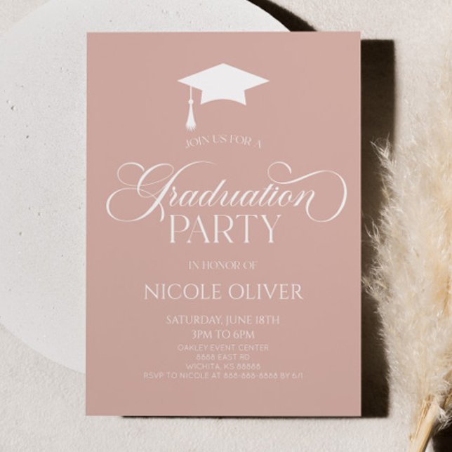  Rosa Elegant minimalistiskt Studenten Inbjudningar (Skapare uppladdad)