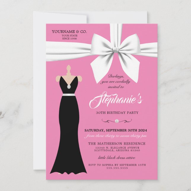Rosa Elegant Mode Tiffany Birthday-inbjudan Inbjudningar (Framsida)