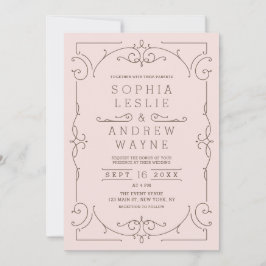 Rosa elegant modern klassisk vintage bröllop inbjudningar