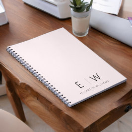  Rosa Elegant Modern minimalistisk Monogram Namn Anteckningsbok