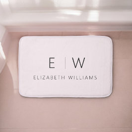  Rosa Elegant Modern minimalistisk Monogram Namn Badrumsmatta