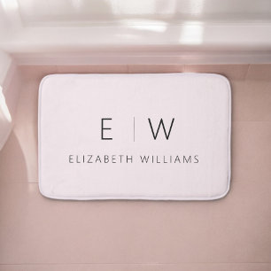  Rosa Elegant Modern minimalistisk Monogram Namn Badrumsmatta