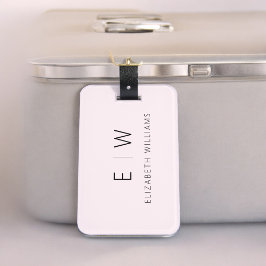  Rosa Elegant Modern minimalistisk Monogram Namn Bagagebricka