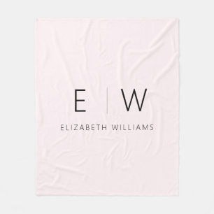  Rosa Elegant Modern minimalistisk Monogram Namn Fleecefilt
