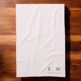  Rosa Elegant Modern minimalistisk Monogram Namn Kökshandduk