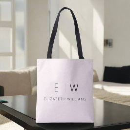  Rosa Elegant Modern minimalistisk Monogram Namn Tygkasse