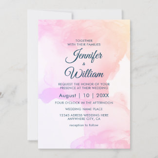 Rosa Elegant Modern Watercolor Bläck Inbjudningar