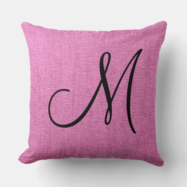 Rosa Elegant Monogram Canvas-utseende Kudde (Framsida)