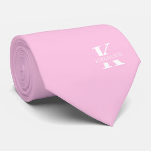 Rosa Elegant Monogram + Namn Ensidig Slips