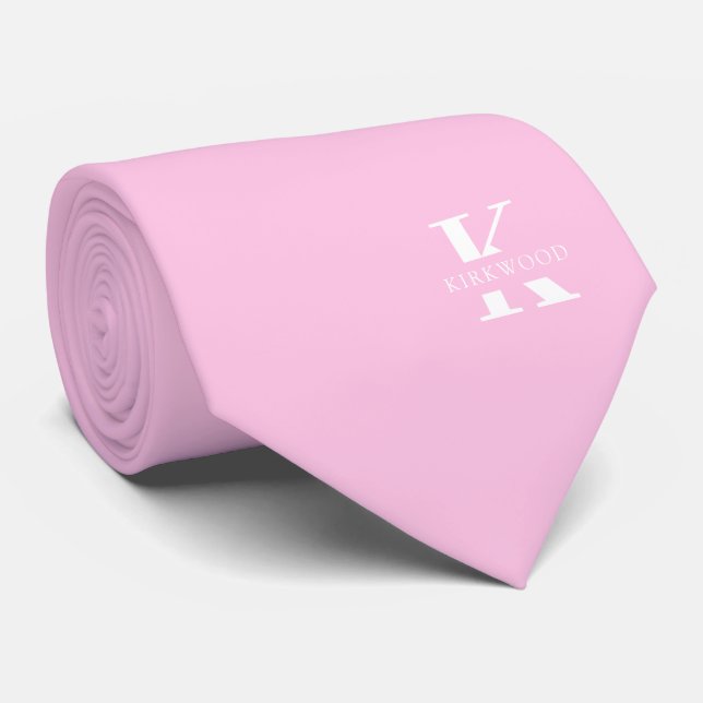 Rosa Elegant Monogram + Namn | Ensidig Slips (Rullad)
