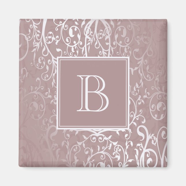 Rosa Elegant Mourish Monogram Magnet (Framsidan)