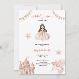 rosa elegant och söt prinsessa babydusch inbjudningar