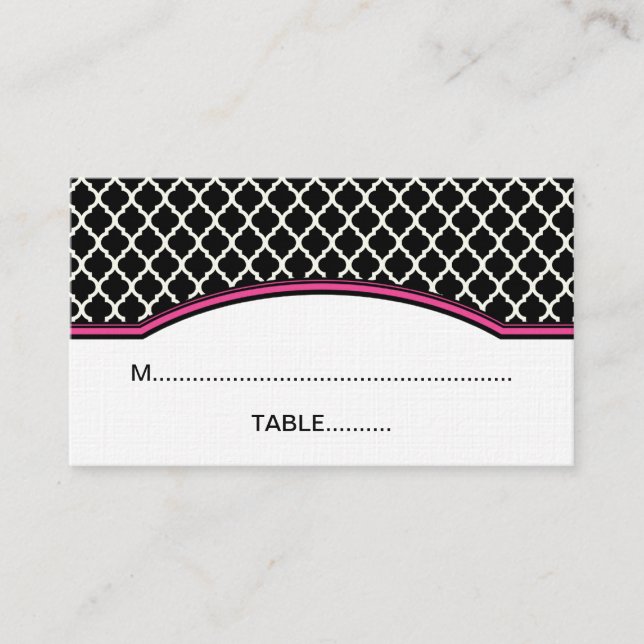 Rosa Elegant Quatrefoil Place Card Placeringskort (Framsida)