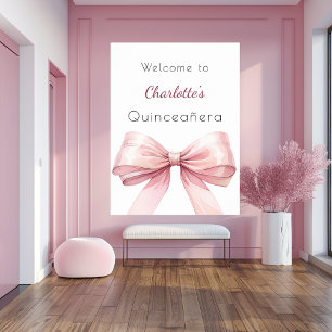 Rosa elegant Quinceanera välkommen Poster