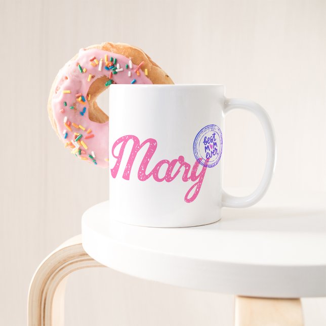 Rosa Elegant Script Best Mamma Motif Kaffemugg (Skapare uppladdad)