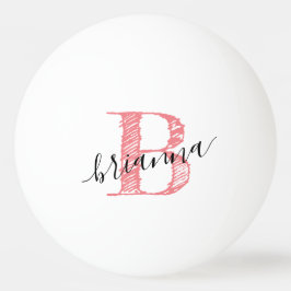 Rosa Elegant Script Monogram Initial Personlig Pingisboll