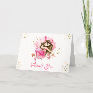 Rosa Elegant Sjöjungfru Ocean Starfish Baby Shower Tack Kort