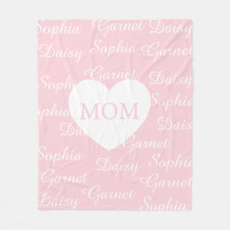 Rosa Elegant Skrift Familjenamn Monogram Hjarta Fleecefilt