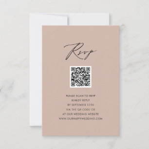  Rosa Elegant Skript Enkel QR-Bröllop OSA Kort
