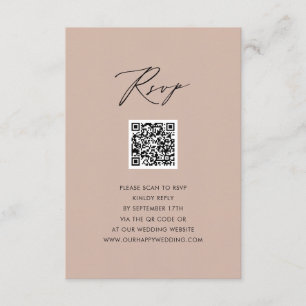  Rosa Elegant Skript Enkel QR-Bröllop OSA Tilläggskort