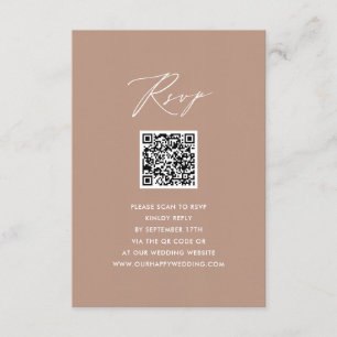 Rosa Elegant Skript Enkel QR-Bröllop OSA Tilläggskort