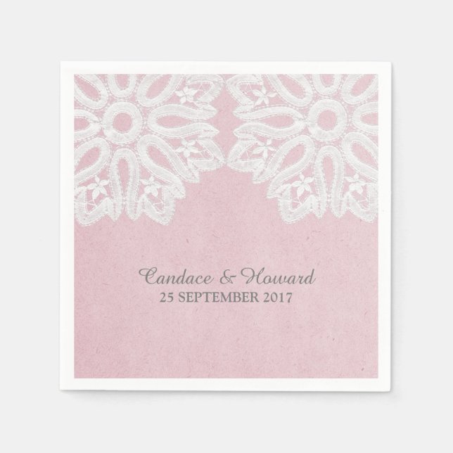 Rosa Elegant Snöre Pappra blöjor Pappersservett (Framsidan)