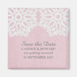 Rosa Elegant Snöre Spara datum magneter