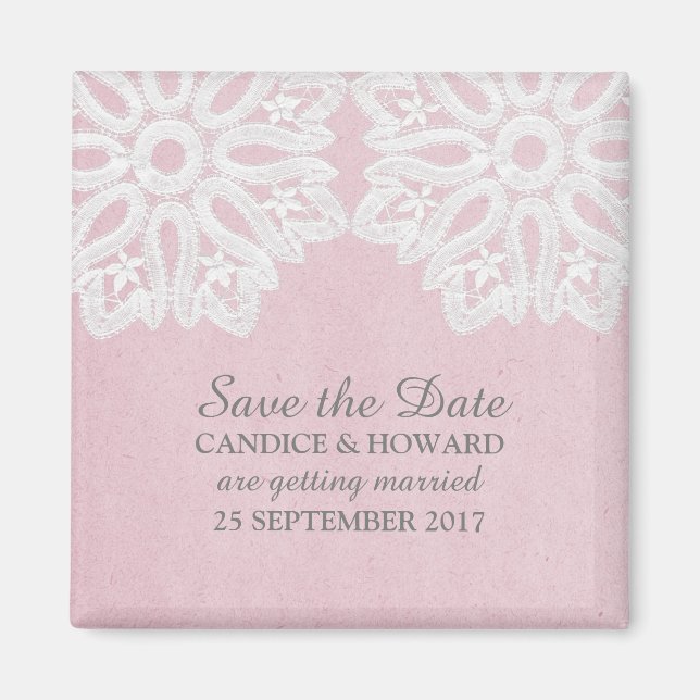 Rosa Elegant Snöre Spara datum magneter (Framsidan)