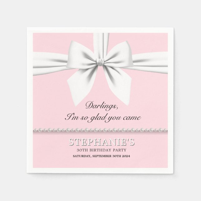 Rosa Elegant Snygg Tiffany Födelsedags Servis Pappersservett (Framsidan)