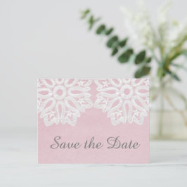Rosa Elegant Spets Save the Date-Brevkort Meddelande Vykort