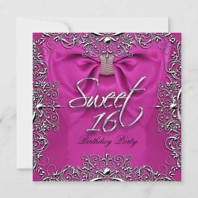 Rosa Elegant Sweet sixteen Sweet 16 Party Inbjudningar (Framsida)
