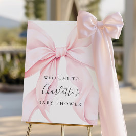 Rosa elegant välkomstskylt för baby shower med ros