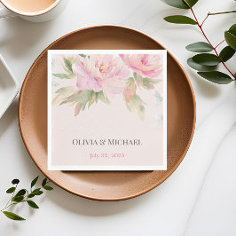 Rosa Elegant Watercolor Bröllop Napkins Pappersservett