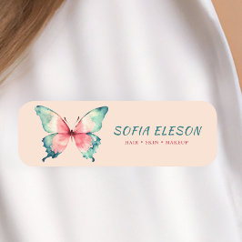  Rosa Elegant Watercolor Butterfly Employee Namnbricka