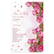 Rosa Eleganta Blommor Bröllopsprogram