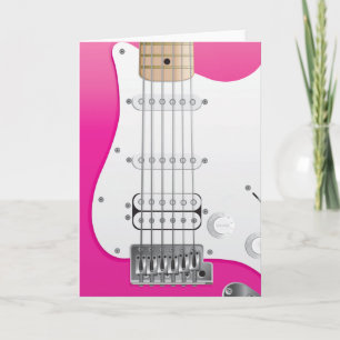 Rosa elektriskt gitarrhälsningkort kort