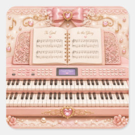 Rosa elektroniska orgelmusikdekaler fyrkantigt klistermärke