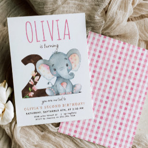 Rosa Elephant 2-dagarsinbjudan Inbjudningar