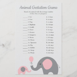 Rosa Elephant Animal Gestation Match Shower Game
