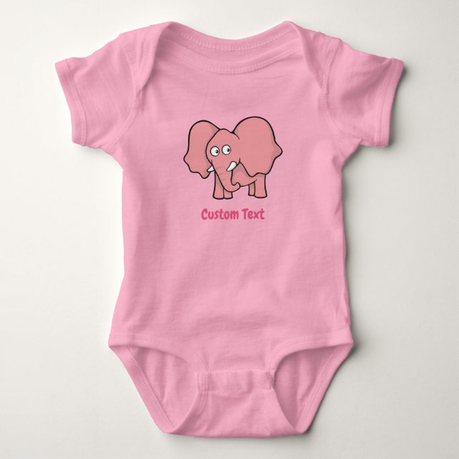 Rosa Elephant Baby Bodykostym T Shirt (Framsida)